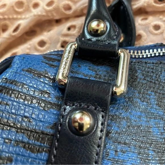 ORIGINAL BY SHARIF Sharif Couture BLUE SUEDE AND CROCODILE PRINT handbag - Picture 5 of 8